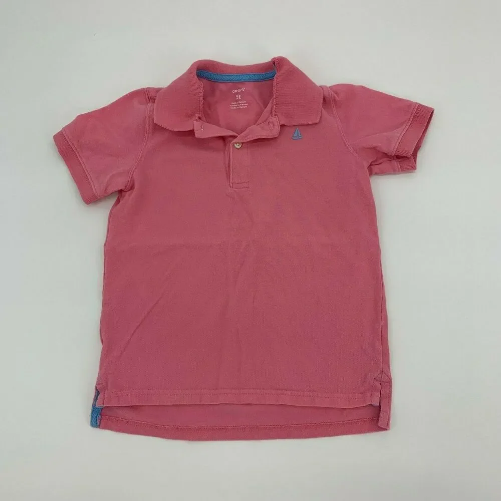 Carters Toddler Boys Shirt Lot Polos Button Chest Sz 5 5T